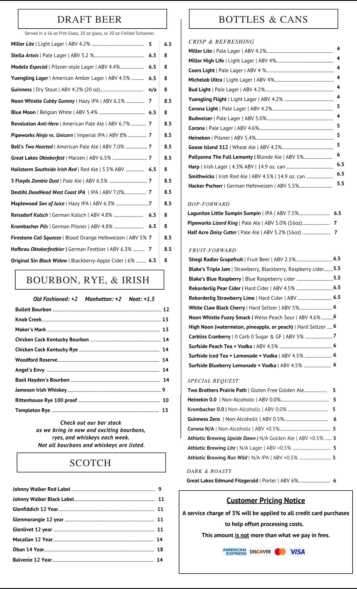 beer menu