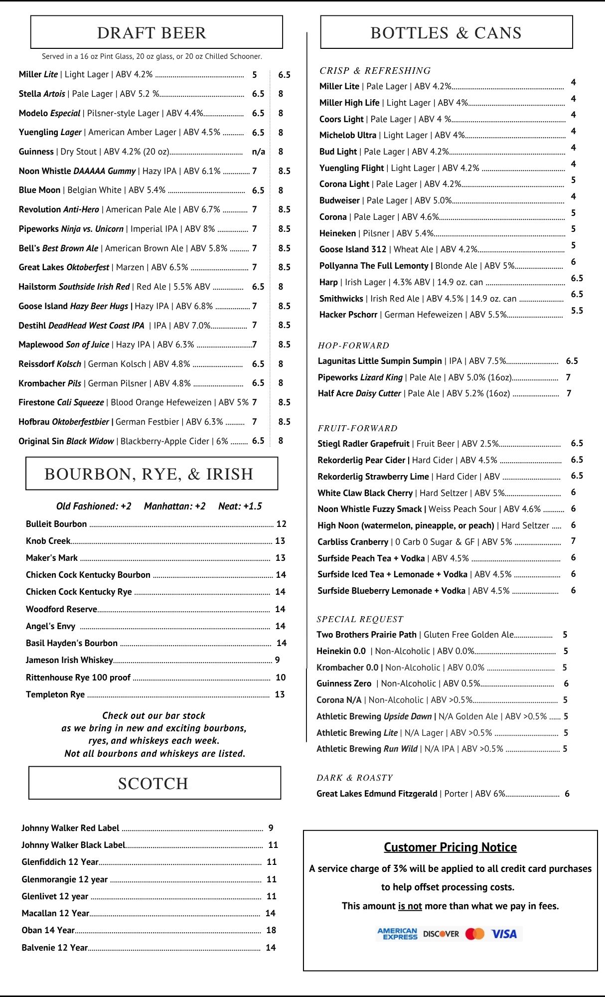 beer menu