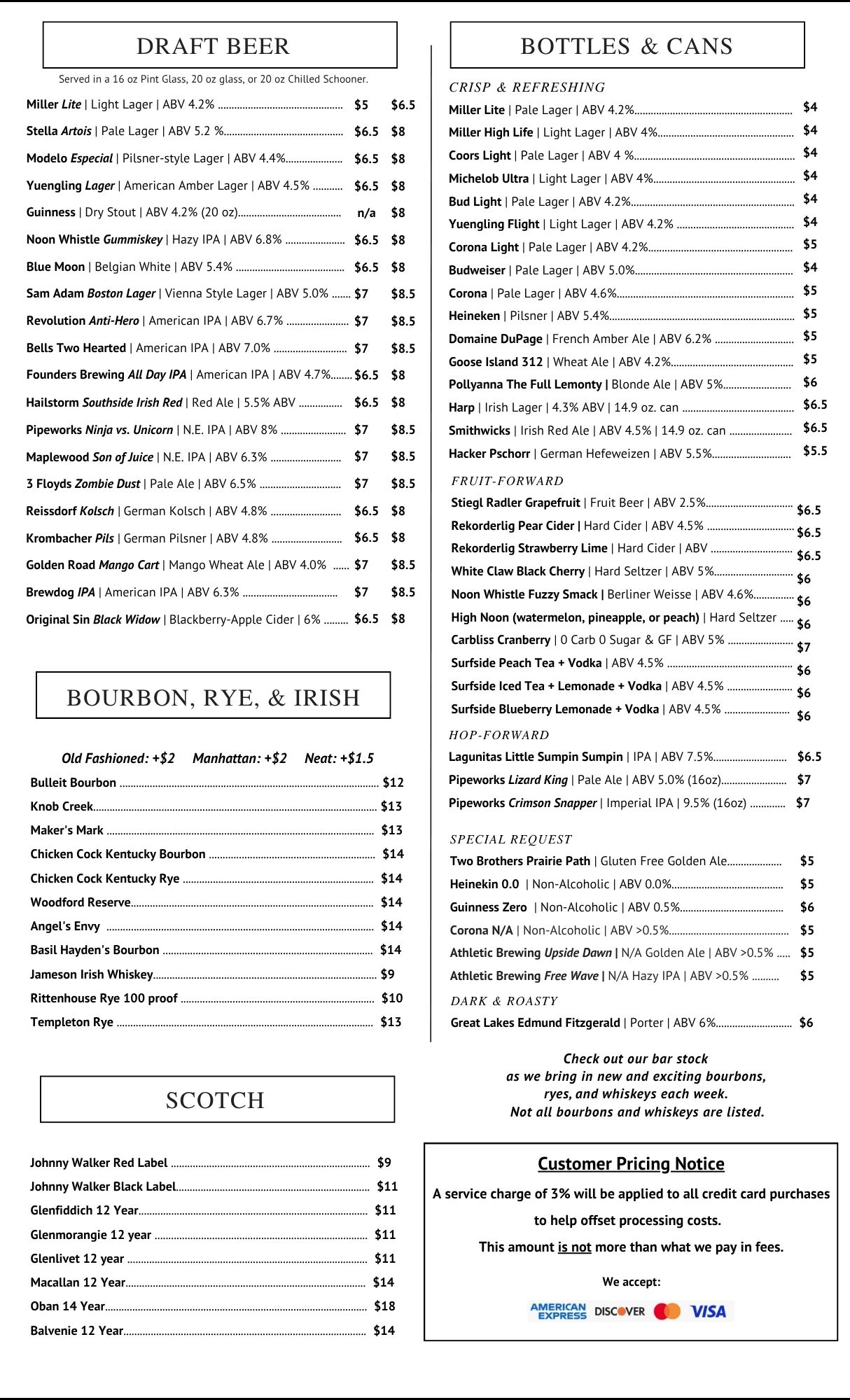 beer menu