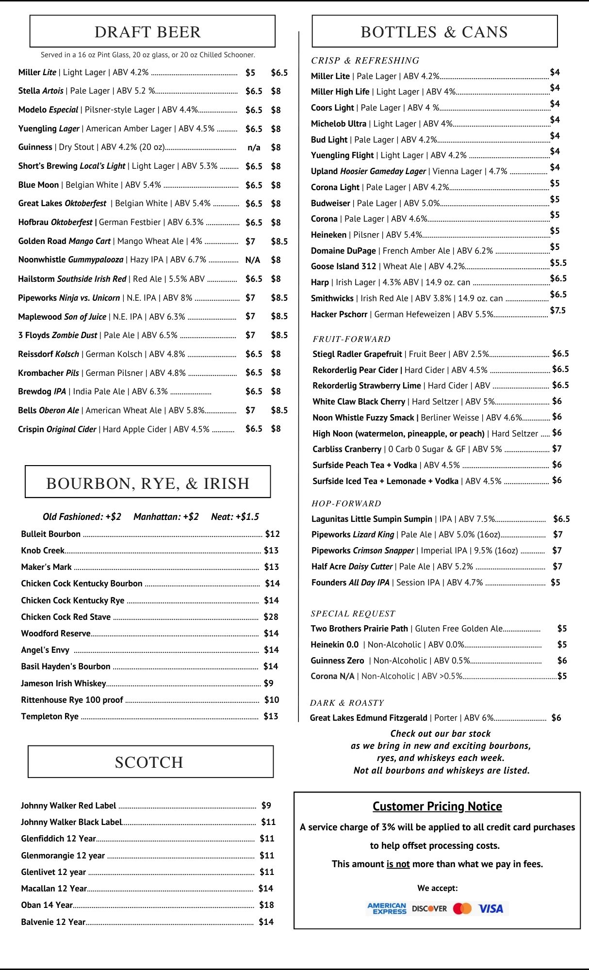 beer menu