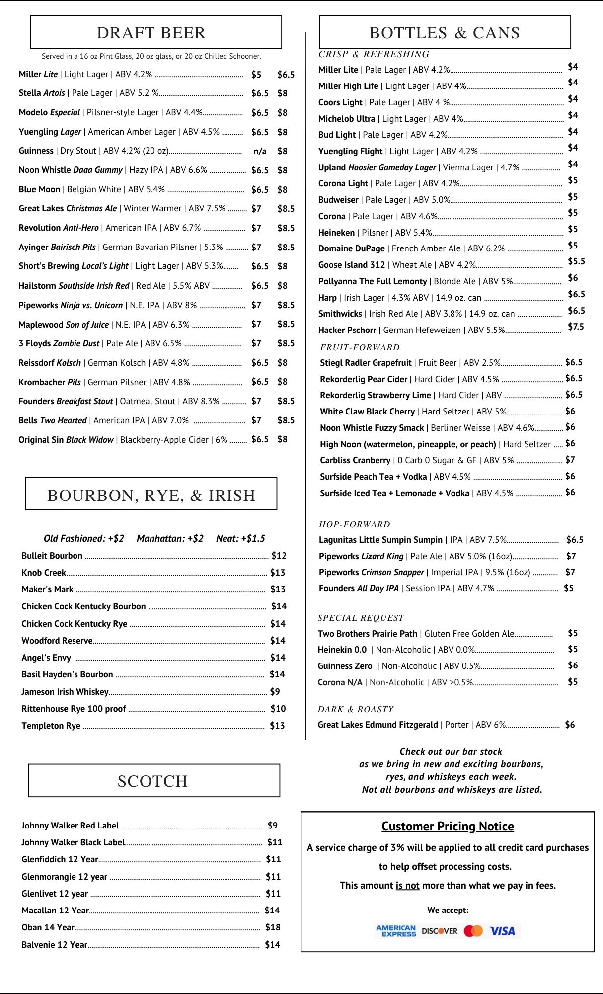 beer menu
